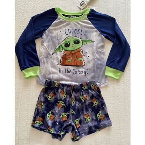 STAR WARS GIRL'S Size 6 Baby Yoda Top and Short Pajama Set
